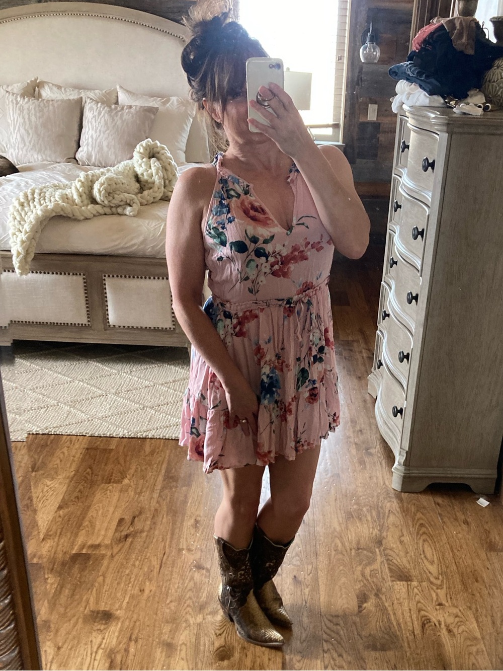 Band Of Gypsies Floral Sleeveless Mini Dress Western Boho - Picture 2 of 9
